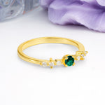Classic, Minimalist 4-Prong Round Cut Emerald Engagement Ring - Additional view