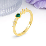 Classic, Minimalist 4-Prong Round Cut Emerald Engagement Ring - Additional view