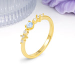 Classic, Minimalist 4-Prong Round Cut Moonstone Engagement Ring - Additional view