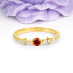 Classic, Minimalist 4-Prong Round Cut Ruby Engagement Ring - Additional view