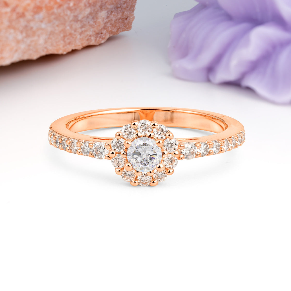 Exquisite Luxury Pavé Set 4 Prong Round Cut Moissanite Wedding Ring - Additional view