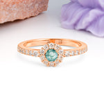 Classic Luxury 4-Prong Round Cut Moss Agate Engagement Ring - Additional view