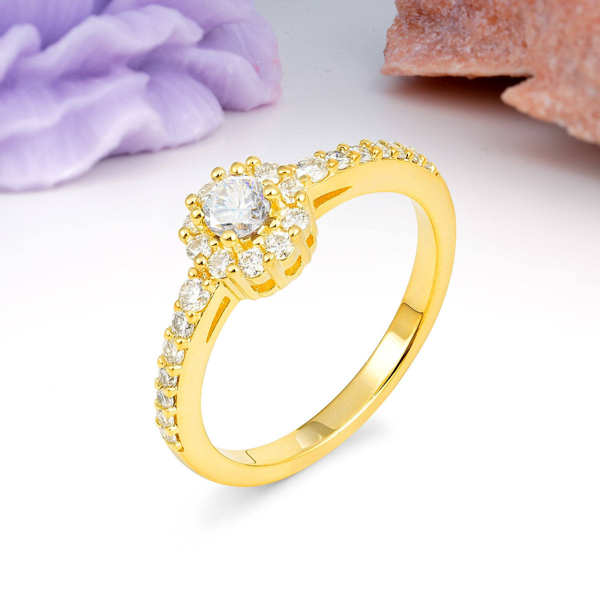 Exquisite Luxury Pavé Set 4 Prong Round Cut Moissanite Wedding Ring - Additional view