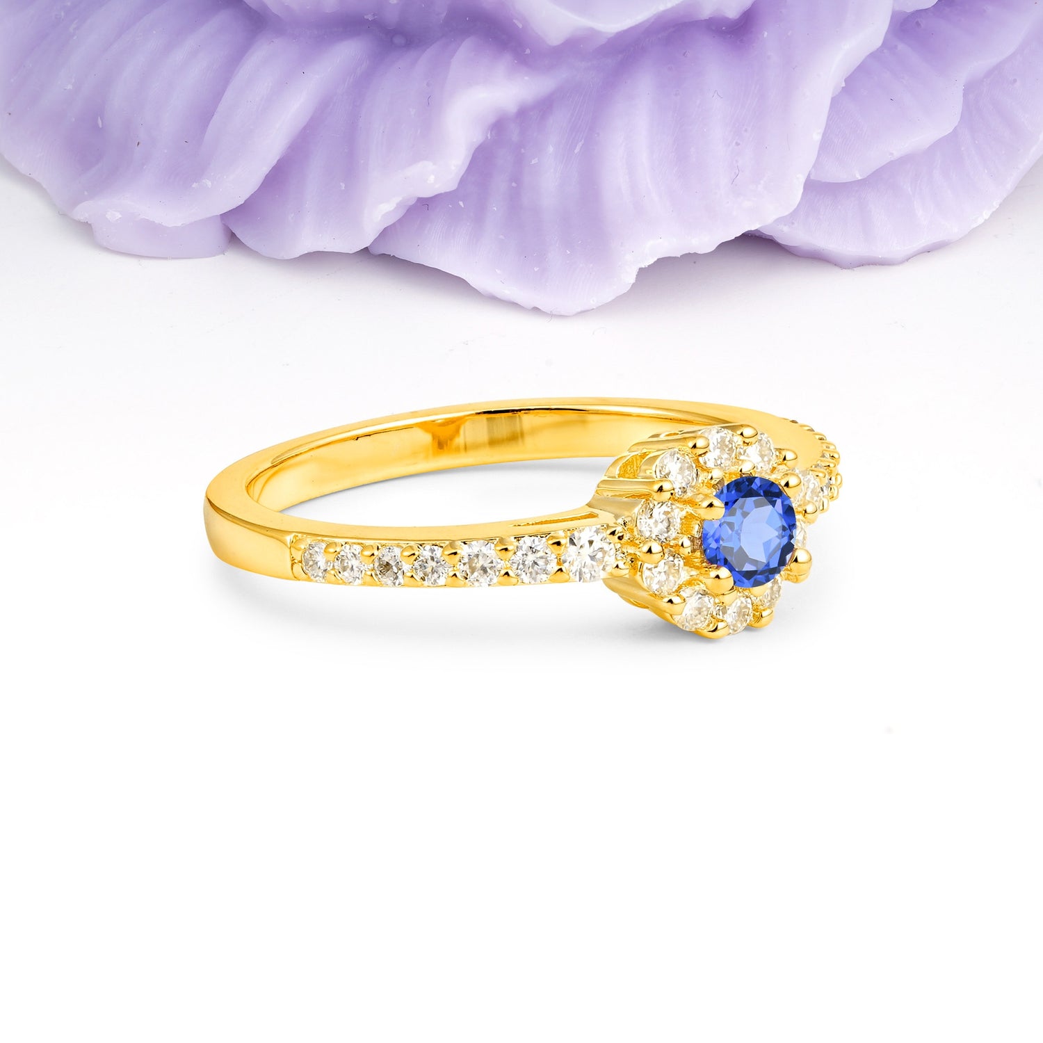 Classic Luxury 4-Prong Round Cut Sapphire Engagement Ring - Additional view