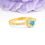 Classic Luxury 4-Prong Round Cut Turquoise Engagement Ring - Additional view