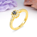 Classic Luxury 4-Prong Round Cut Black Rutilated Quartz Engagement Ring - Additional view
