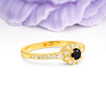 Classic Luxury 4-Prong Round Cut Black Onyx Engagement Ring - Additional view