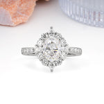 Classic Pavé-Set, Luxurious 4-Prong Oval Cut Moissanite Engagement Ring - Additional view