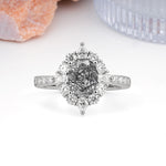 Classic Pavé-Set, Luxurious 4-Prong Oval Cut Black Rutilated Quartz Engagement Ring - Additional view