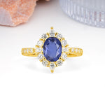 Classic Pavé-Set, Luxurious 4-Prong Oval Cut Tanzanite Engagement Ring - Additional view