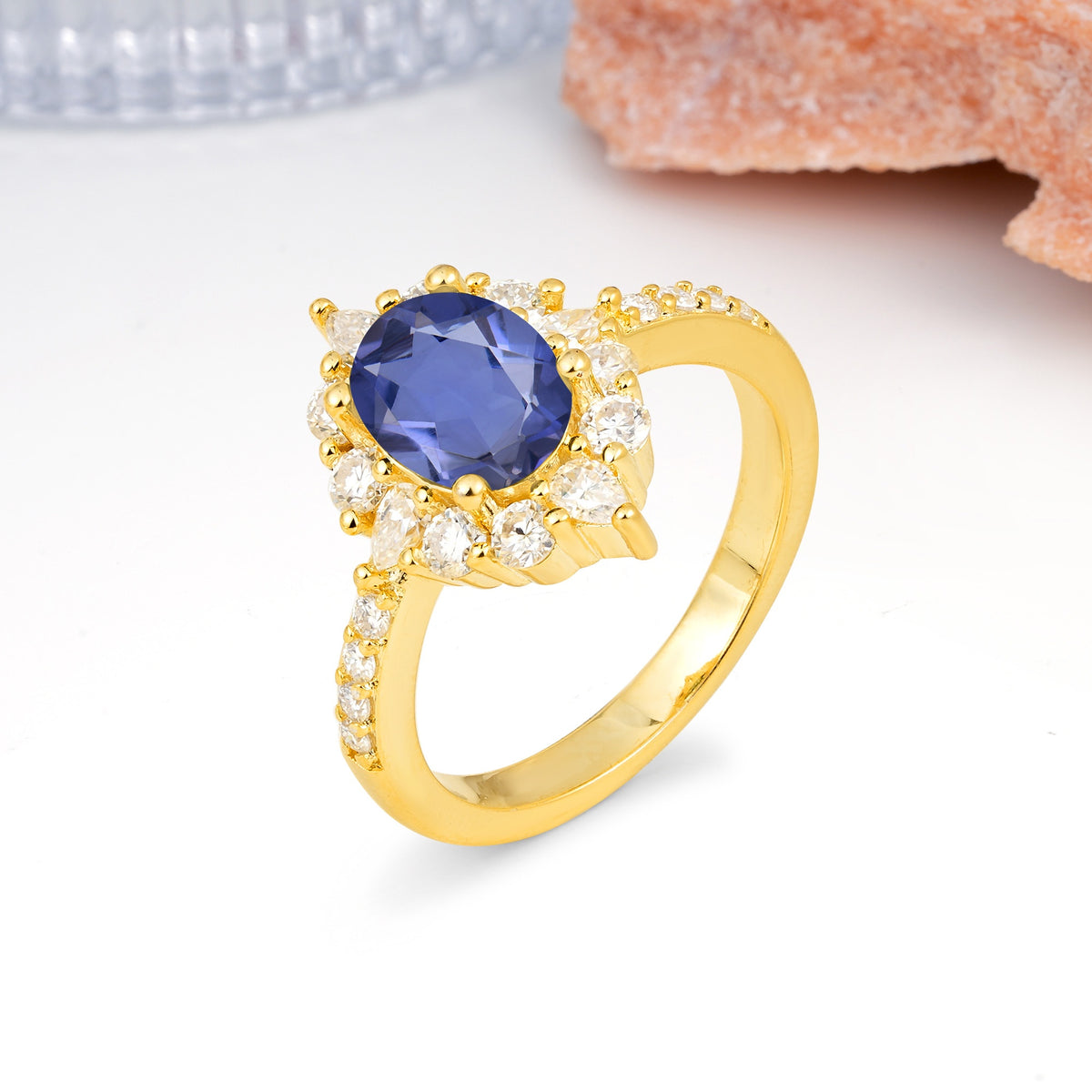 Classic Pavé-Set, Luxurious 4-Prong Oval Cut Tanzanite Engagement Ring - Additional view