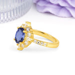 Classic Pavé-Set, Luxurious 4-Prong Oval Cut Tanzanite Engagement Ring - Additional view