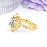 Classic Pavé-Set, Luxurious 4-Prong Oval Cut Lab Diamond Engagement Ring - Additional view