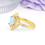 Classic Pavé-Set, Luxurious 4-Prong Oval Cut Moonstone Engagement Ring - Additional view