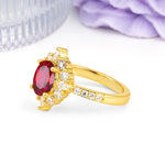 Classic Pavé-Set, Luxurious 4-Prong Oval Cut Ruby Engagement Ring - Additional view