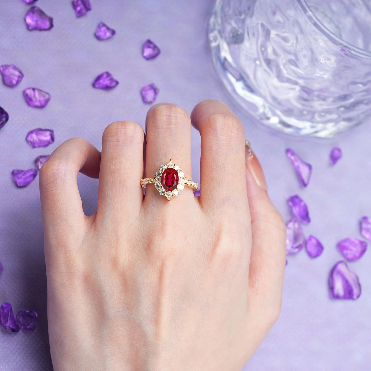Classic Pavé-Set, Luxurious 4-Prong Oval Cut Ruby Engagement Ring