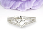 Love Symbol Crisscross Split Shank Continuous Tiny Gem Moissanite Wedding Ring - Additional view