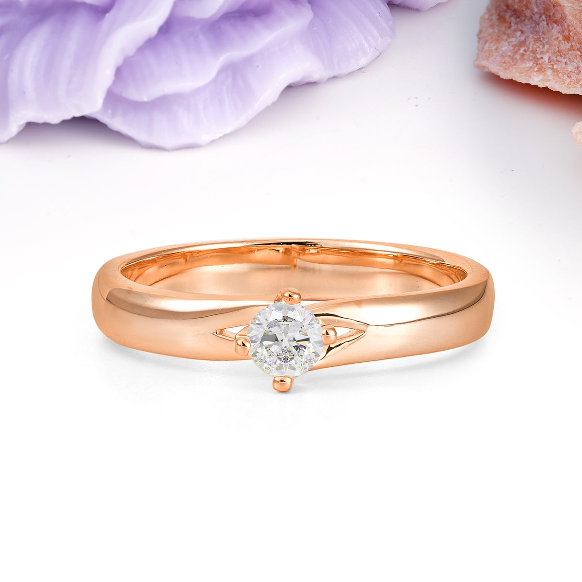 Minimalist 4-Prong Round Cut Moissanite Engagement Ring - Additional view