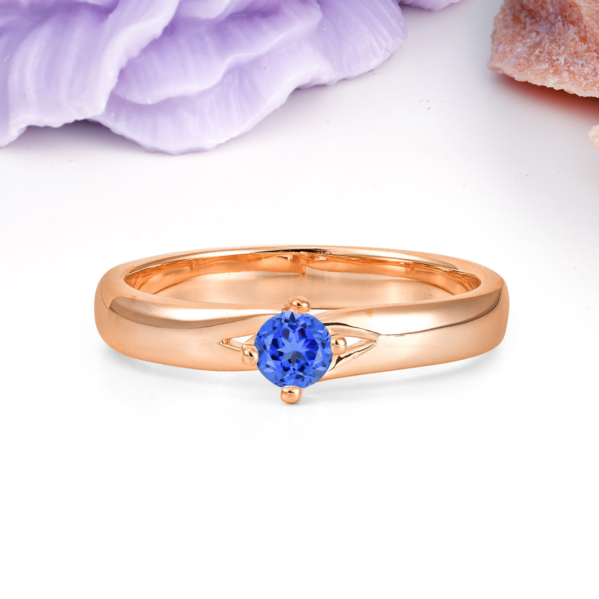 Minimalist 4-Prong Round Cut Sapphire Engagement Ring - Additional view