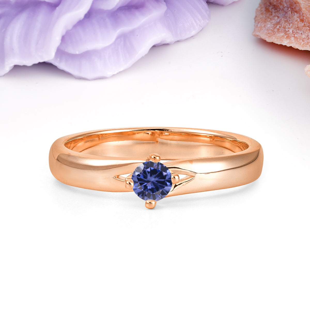 Minimalist 4-Prong Round Cut Tanzanite Engagement Ring - Additional view