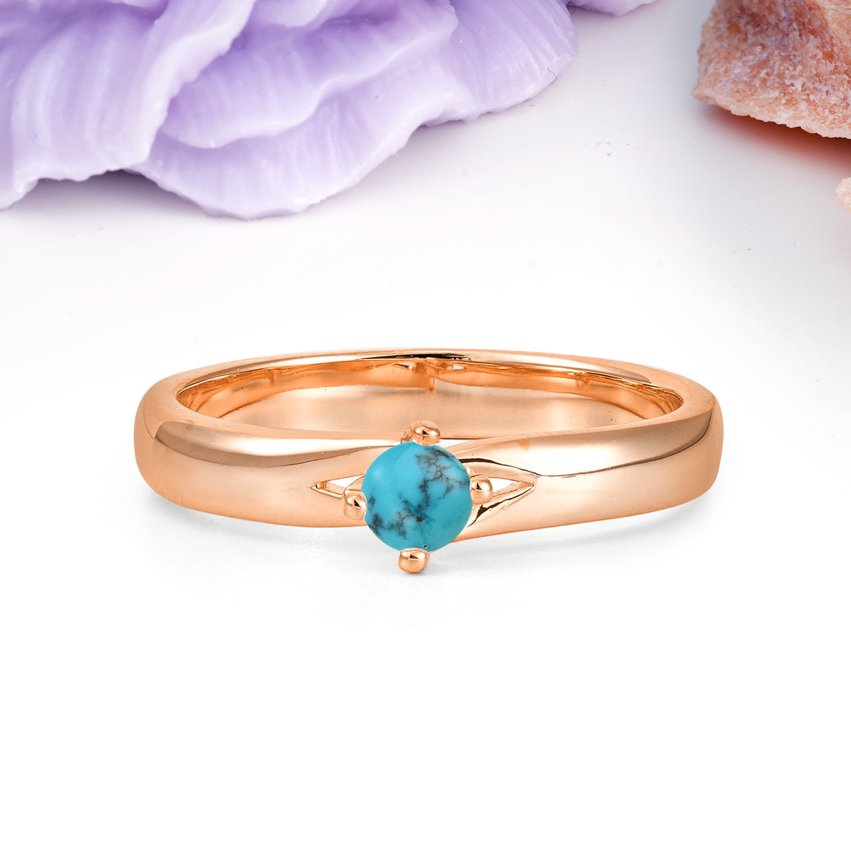Minimalist 4-Prong Round Cut Turquoise Engagement Ring - Additional view