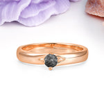 Minimalist 4-Prong Round Cut Black Rutilated Quartz Engagement Ring - Additional view