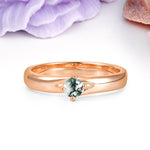 Minimalist 4-Prong Round Cut Moss Agate Engagement Ring - Additional view
