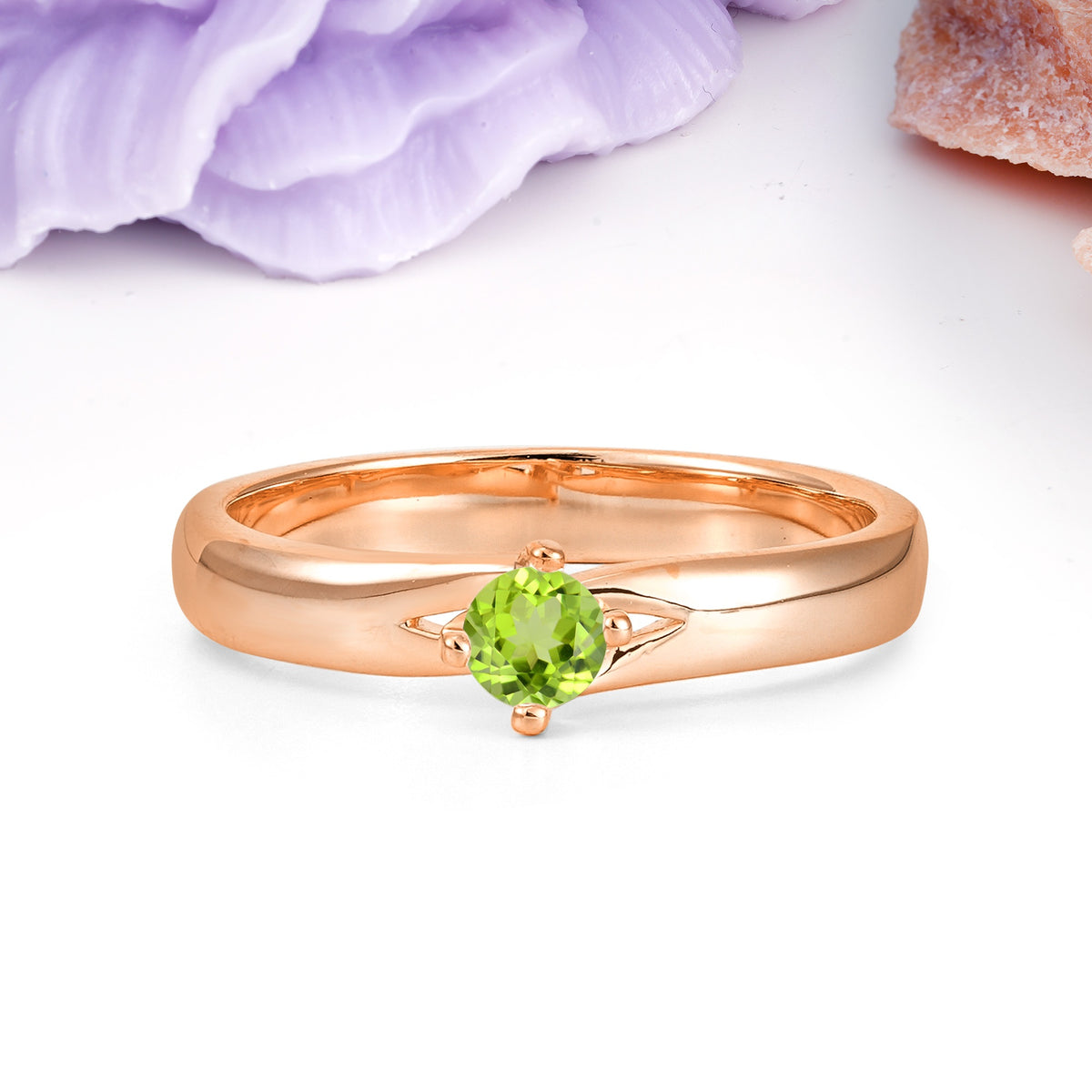 Minimalist 4-Prong Round Cut Peridot Engagement Ring - Additional view