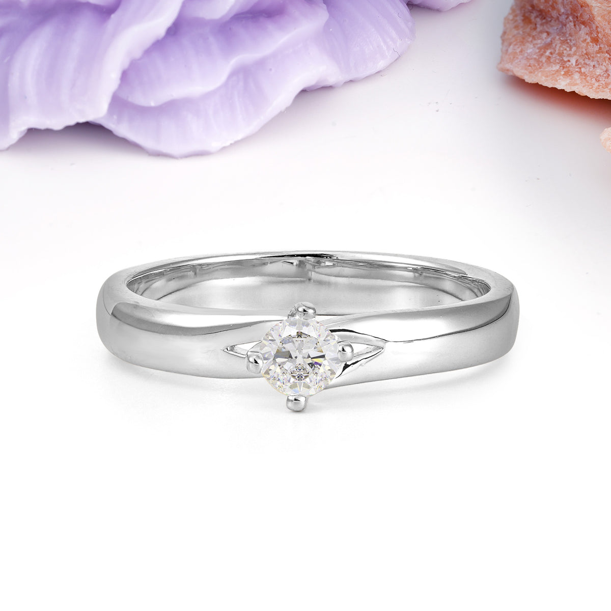 Minimalist 4-Prong Round Cut Moissanite Engagement Ring - Additional view