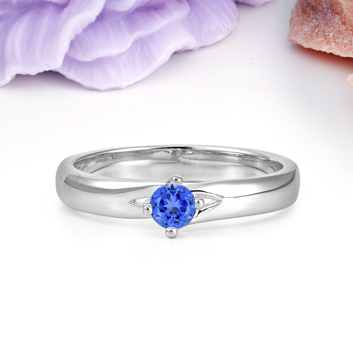 Minimalist 4-Prong Round Cut Sapphire Engagement Ring - Additional view