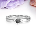 Minimalist 4-Prong Round Cut Black Rutilated Quartz Engagement Ring - Additional view