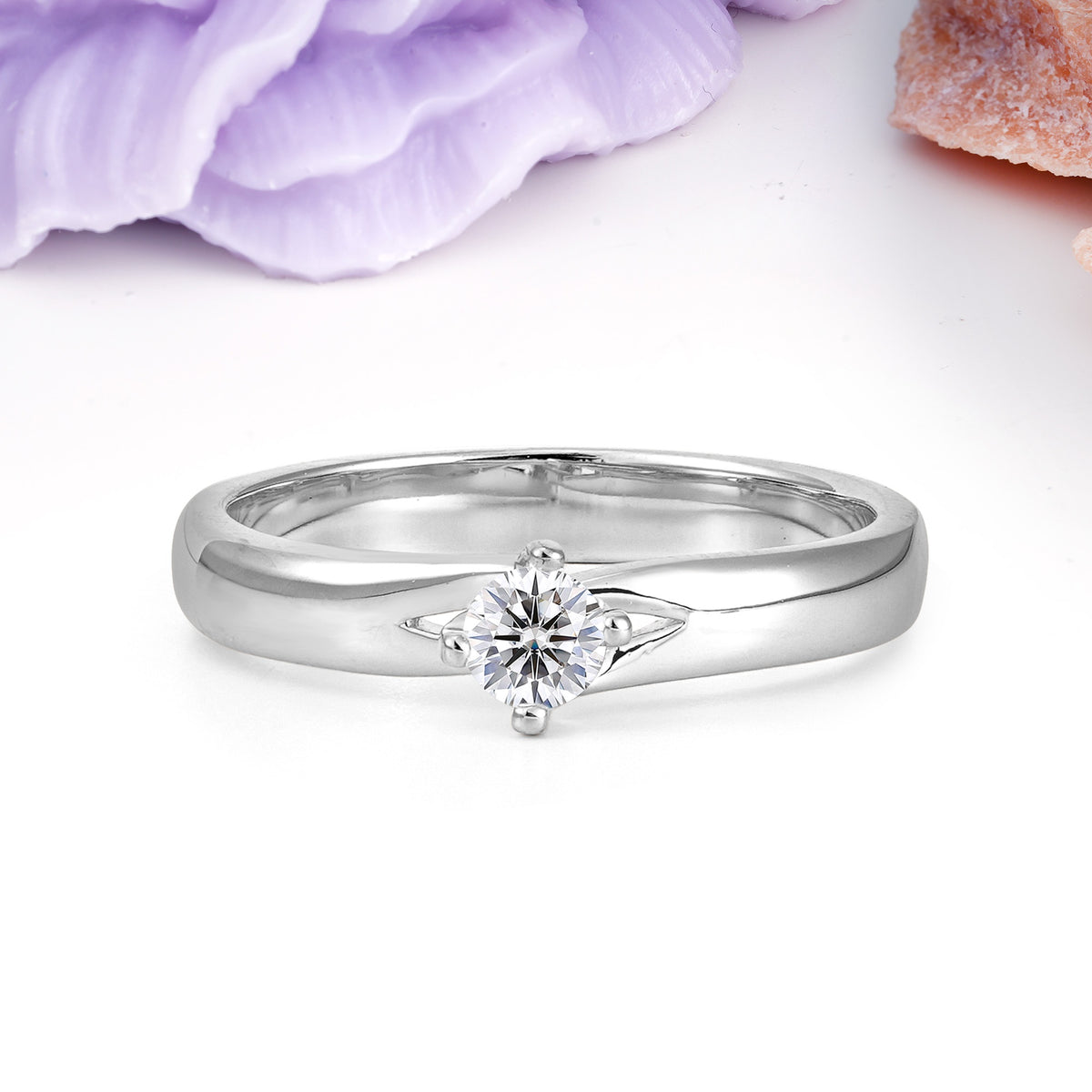 Minimalist 4-Prong Round Cut Lab Diamond Engagement Ring - Additional view