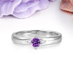 Minimalist 4-Prong Round Cut Amethyst Engagement Ring - Additional view