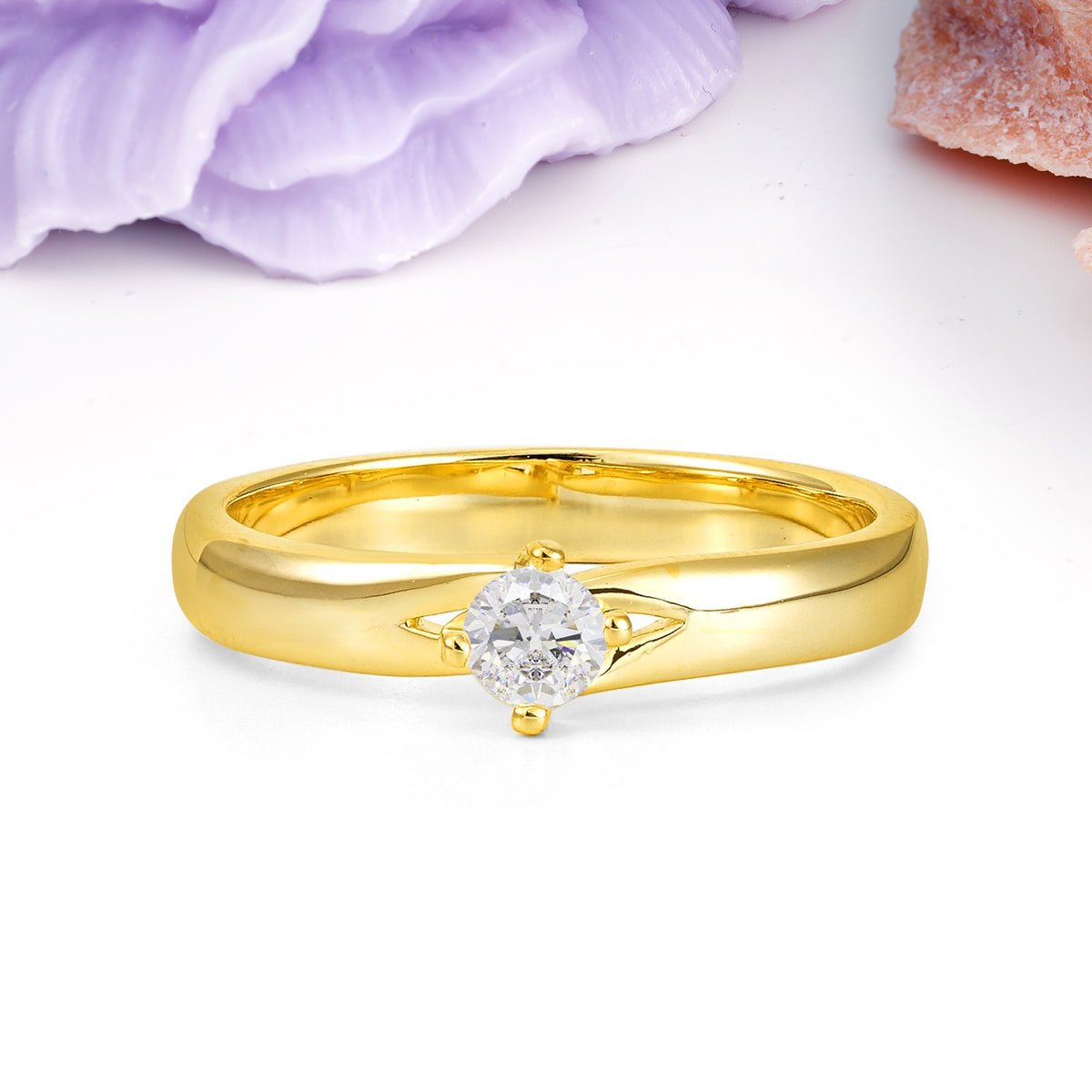Minimalist 4-Prong Round Cut Moissanite Engagement Ring - Additional view