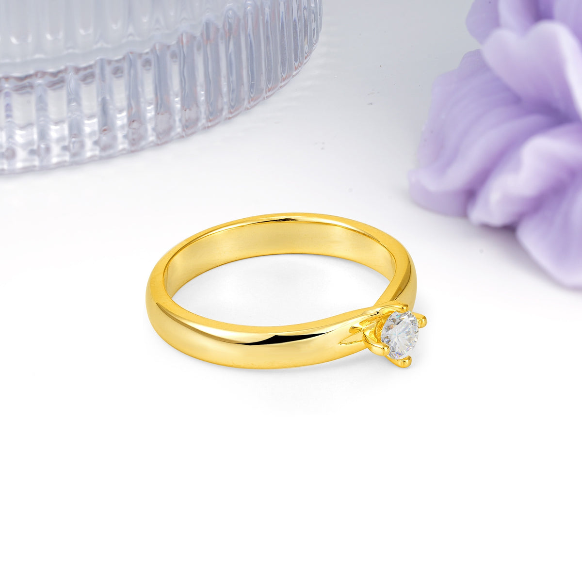 Minimalist 4-Prong Round Cut Moissanite Engagement Ring - Additional view