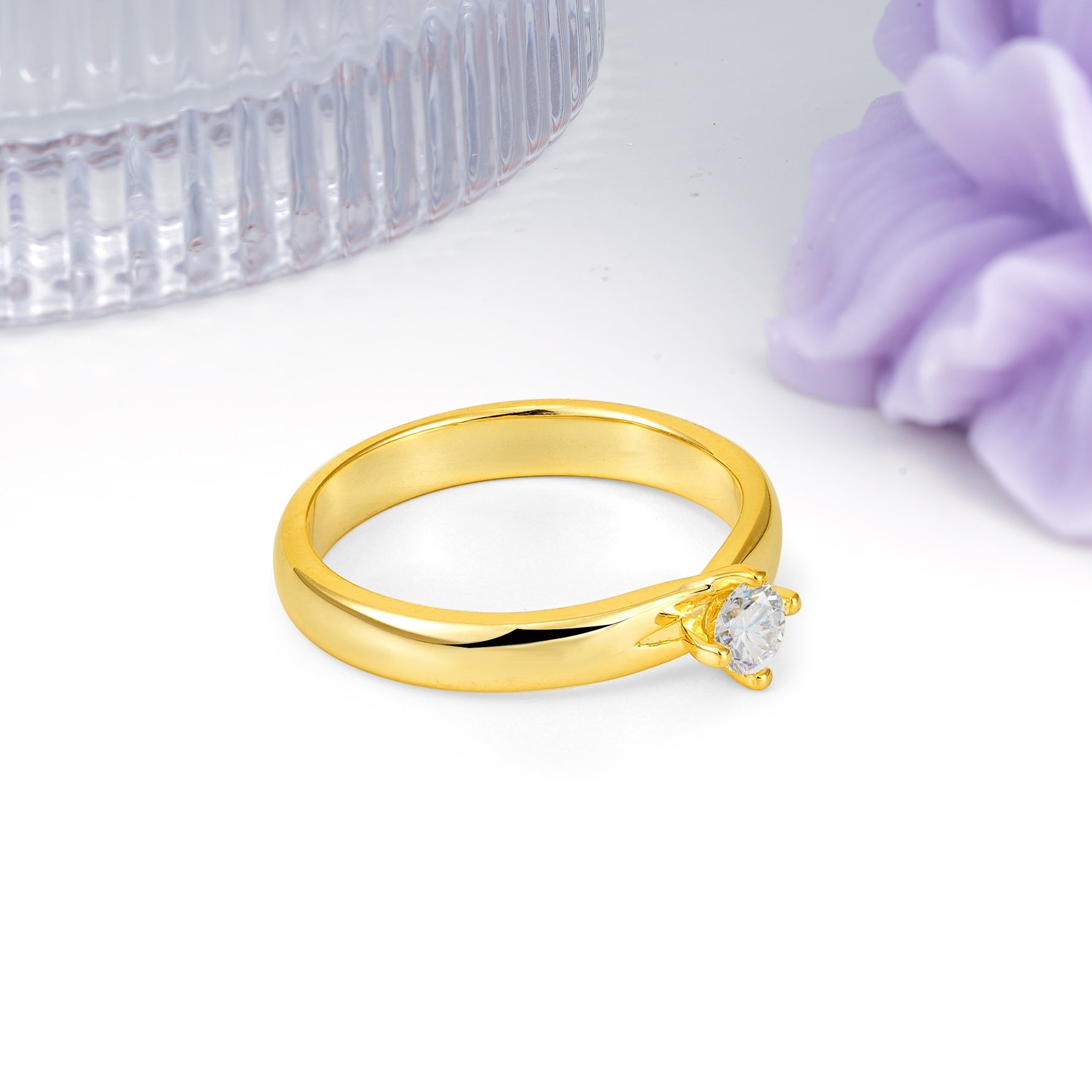 Minimalist 4-Prong Round Cut Moissanite Engagement Ring - Additional view