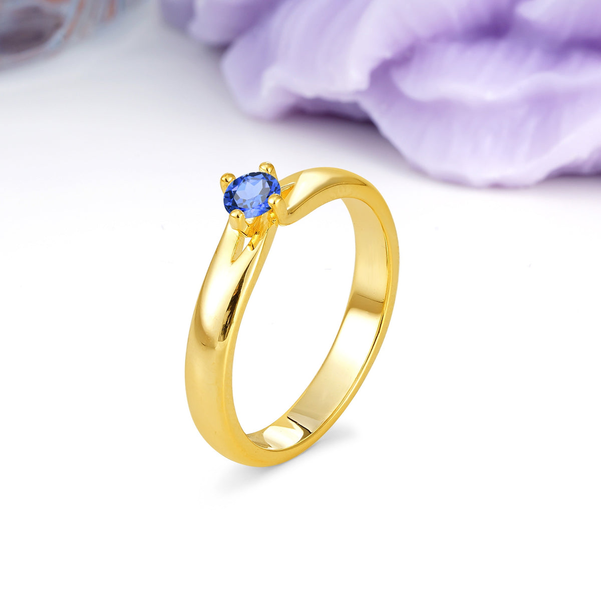 Minimalist 4-Prong Round Cut Sapphire Engagement Ring - Additional view