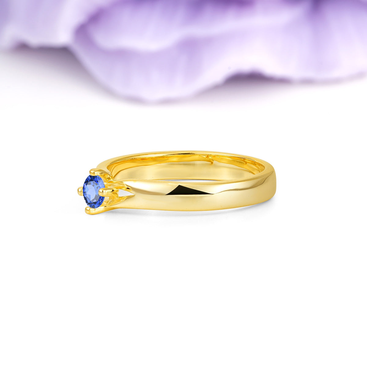 Minimalist 4-Prong Round Cut Sapphire Engagement Ring - Additional view
