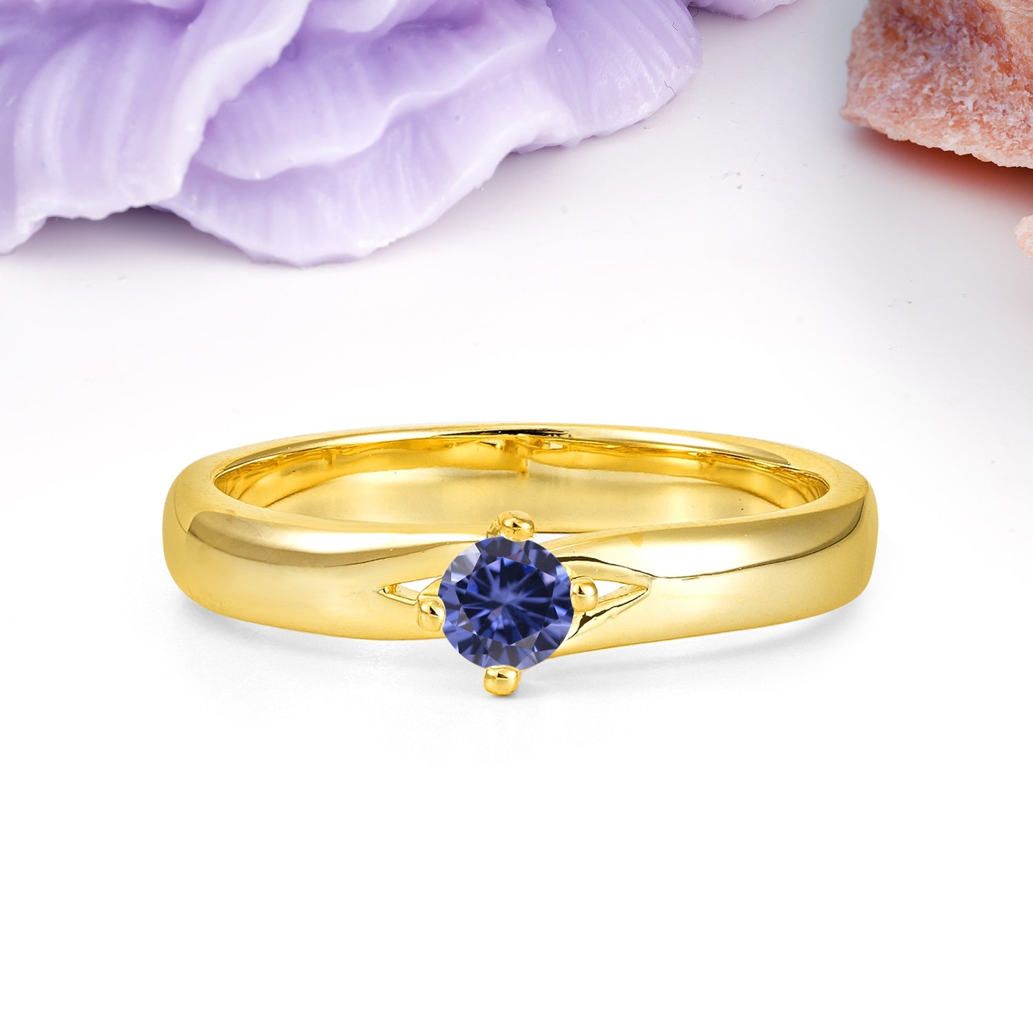 Minimalist 4-Prong Round Cut Tanzanite Engagement Ring - Additional view