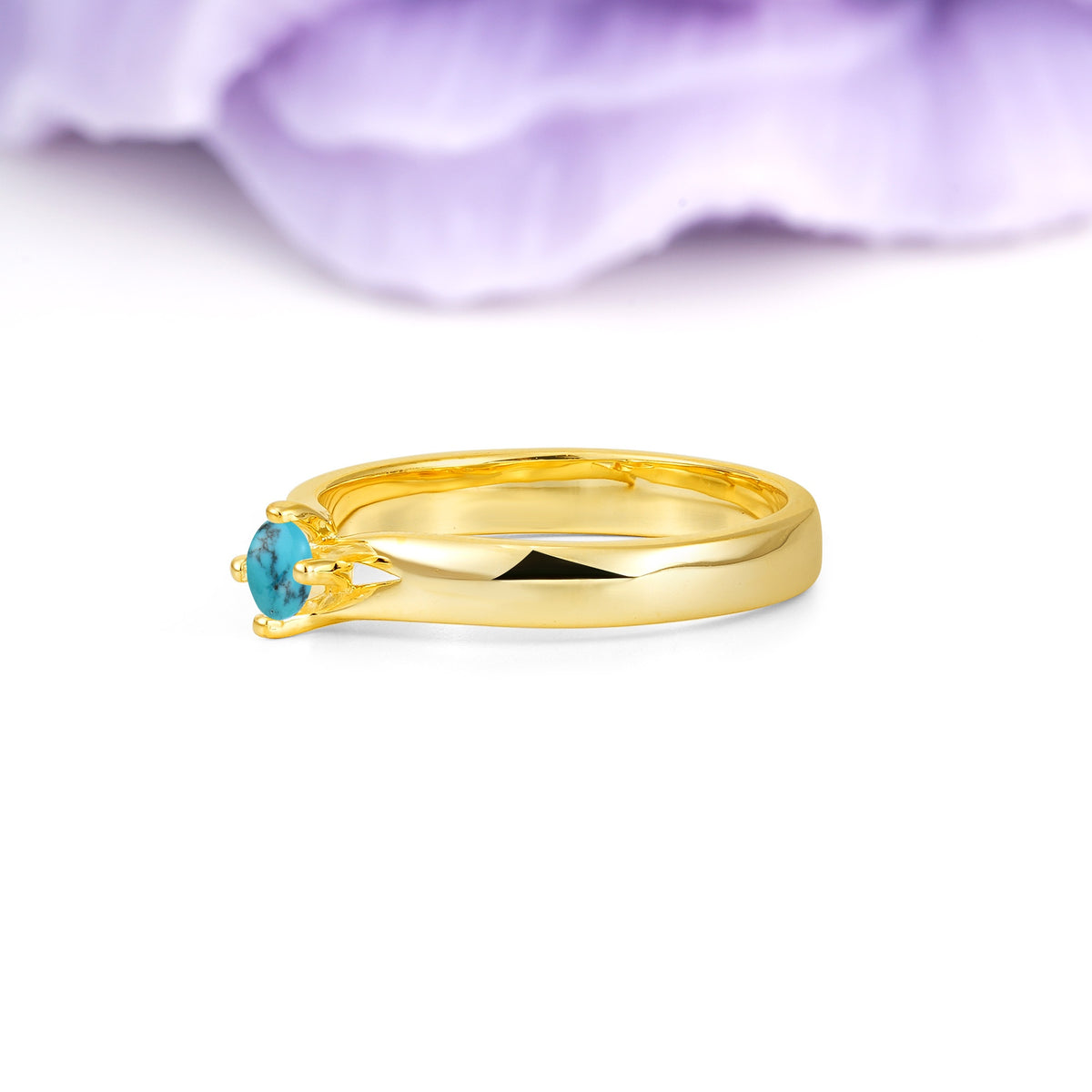 Minimalist 4-Prong Round Cut Turquoise Engagement Ring - Additional view
