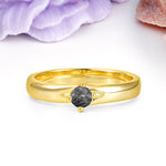 Minimalist 4-Prong Round Cut Black Rutilated Quartz Engagement Ring - Additional view