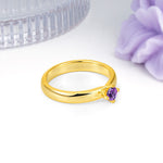 Minimalist 4-Prong Round Cut Amethyst Engagement Ring - Additional view