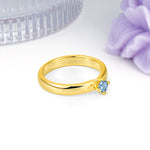 Minimalist 4-Prong Round Cut Aquamarine Engagement Ring - Additional view