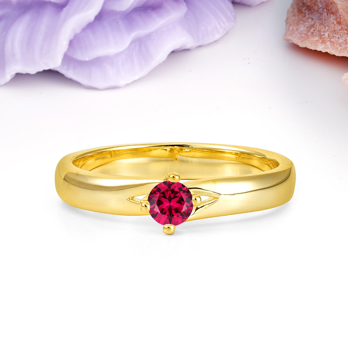 Minimalist 4-Prong Round Cut Ruby Engagement Ring - Additional view