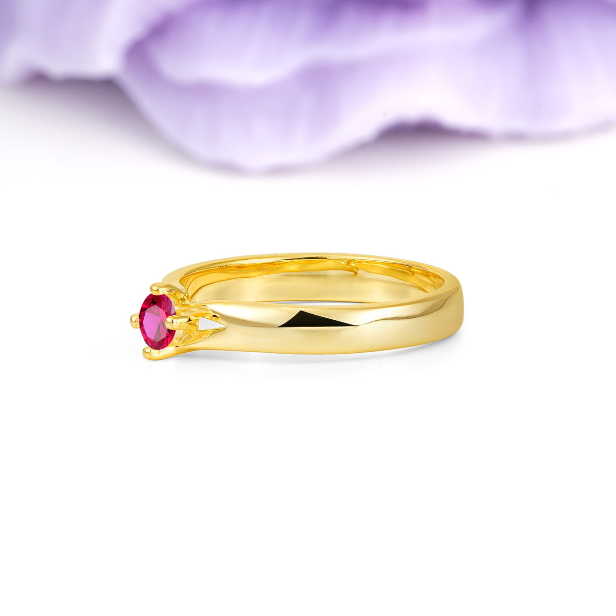 Minimalist 4-Prong Round Cut Ruby Engagement Ring - Additional view