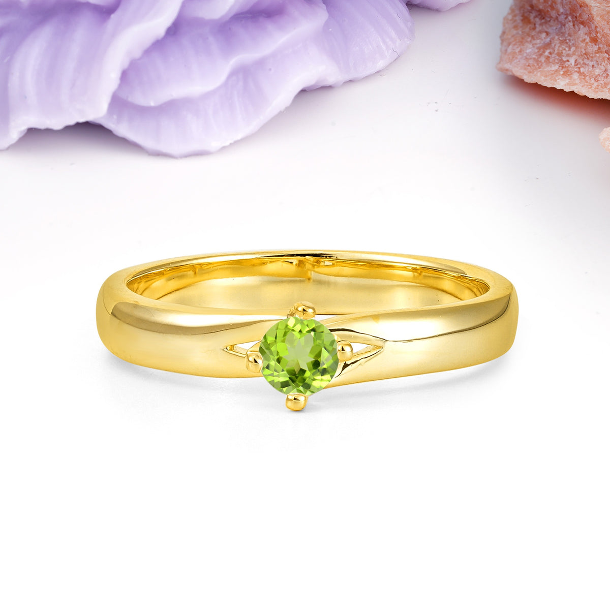 Minimalist 4-Prong Round Cut Peridot Engagement Ring - Additional view