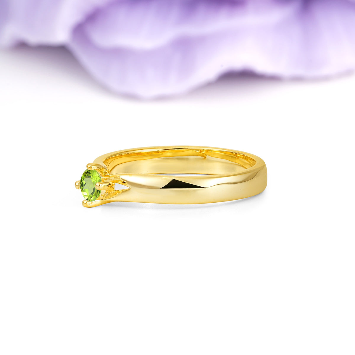 Minimalist 4-Prong Round Cut Peridot Engagement Ring - Additional view