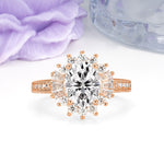 Exquisite Luxury Pavé Set 4 Prong Oval Cut Lab Diamond Wedding Ring - Additional view