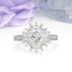 Exquisite Luxury Pavé Set 4 Prong Oval Cut Moissanite Wedding Ring - Additional view