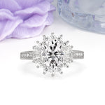 Exquisite Luxury Pavé Set 4 Prong Oval Cut Lab Diamond Wedding Ring - Additional view